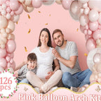 Pink Balloon Arch Kit 126Pcs Light Pastel Pink Sand Balloon Garland Kit,Macaron Balloons for Wedding Birthday Baby Shower Gender Reveal