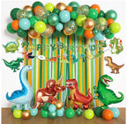 Dinosaur Birthday Party Decorations Supplies Happy Birthday Banner Crepe Paper Green Orange Blue Gold Dino Foil Balloons Garland Arch Kit