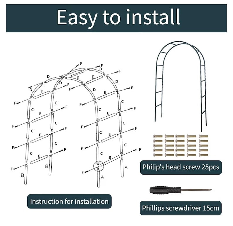 Metal Garden Arch, Wedding & Event Decoration, Garden Trellis for Climbing Plants, Assemble Freely 2 Sizes for Various Climbing Plant Roses