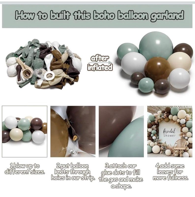 Dusty Green Nude Balloon Garland Double Stuffed Brown Blush White Sand Cream Neutral Balloon Arch Kit Sage Green Beige Balloons