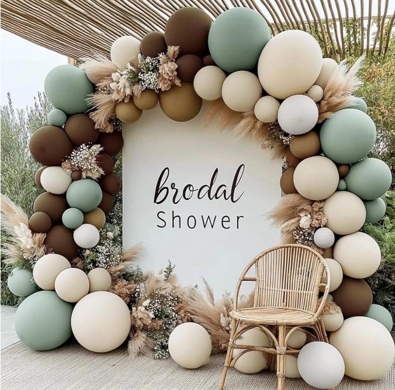 Dusty Green Nude Balloon Garland Double Stuffed Brown Blush White Sand Cream Neutral Balloon Arch Kit Sage Green Beige Balloons
