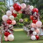 Red Pink White Balloons Double Stuffed Light Pink Balloon Garland White Burgundy Balloon Pearl Arch Kit Different Sizes For Wedding Bridal
