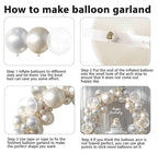 Pearl White Balloons Arch Kit, Double Stuffed White Sand Beige Ivory Balloons Pastel White Bobo Balloons Arch Kit for Wedding Baby Shower