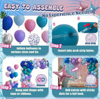148pcs Stich Blue Purple Pink Balloon Arch Garland Kit Silver with Palm Leaves Foil Star for Hawaii Tropical Cartoon Summer Pool Theme Party