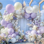 Pastel Purple White Balloon Garland - Double Stuffed Lavender Light Purple Cream Balloon Arch Kit Pearl Lilac White Ivory Color for Birthday
