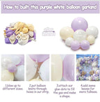 Pastel Purple White Balloon Garland - Double Stuffed Lavender Light Purple Cream Balloon Arch Kit Pearl Lilac White Ivory Color for Birthday