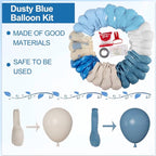 173Pcs Dusty Blue Balloon Arch Garland Kit,Baby Light Dusty Blue White Sand Metallic Blue Confetti Balloons for Boy Baby Shower Gender Party