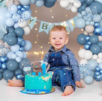 173Pcs Dusty Blue Balloon Arch Garland Kit,Baby Light Dusty Blue White Sand Metallic Blue Confetti Balloons for Boy Baby Shower Gender Party
