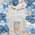 173Pcs Dusty Blue Balloon Arch Garland Kit,Baby Light Dusty Blue White Sand Metallic Blue Confetti Balloons for Boy Baby Shower Gender Party