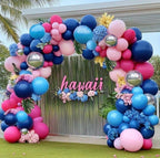 Navy Blue Pink Balloon Garland  Dark Blue Hot Pink Balloons Pastel Pink Blue Balloon Arch Kit Metallic Silver Balloons
