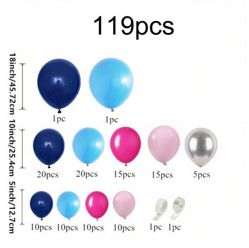 Navy Blue Pink Balloon Garland  Dark Blue Hot Pink Balloons Pastel Pink Blue Balloon Arch Kit Metallic Silver Balloons