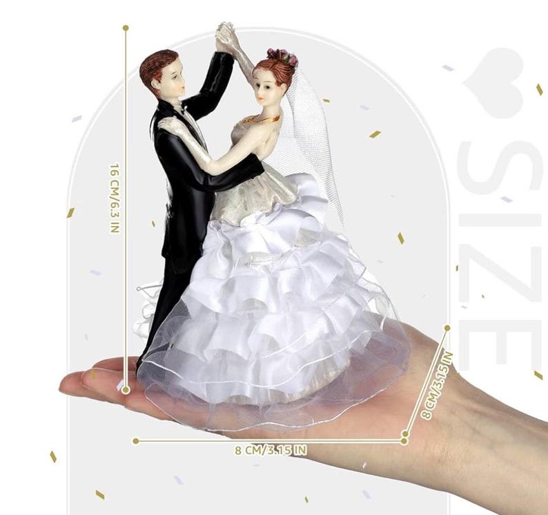Wedding Cake Toppers Bride and Groom Dancing Figurines Cake Topper Wedding Decorations for Engagement Party Fun Couple Figurines Gifts