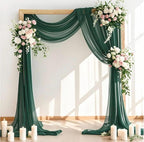 Wedding Arch Draping Fabric 1 Panel 30'' x 18FT Emerald Green Sheer Chiffon Arch Drapery for Bridal Shower Backdrop Outdoor ,Church Ceremony