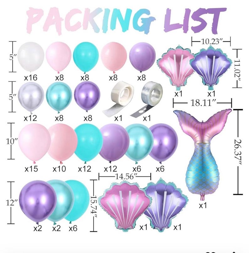 Mermaid Party Balloon Arch Kit, 154Pcs Green Purple Little Mermaid Party Decorations Balloon Garland, Under the Sea Summer Birthday Party