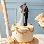 Elegant Bride & Groom Wedding Cake Plastic Topper with White Mesh Veil for Engagement Parties, Bridal Showers and Anniversaries