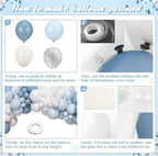 Dusty Blue Balloon Arch Kit 126 Pcs Light Blue and White Balloon Arch Garland Kit Include Macaron Balloons for Wedding Birthday Baby Shower