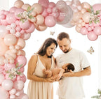 Pink Balloon Arch Kit 126Pcs Light Pastel Pink Sand Balloon Garland Kit,Macaron Balloons for Wedding Birthday Baby Shower Gender Reveal