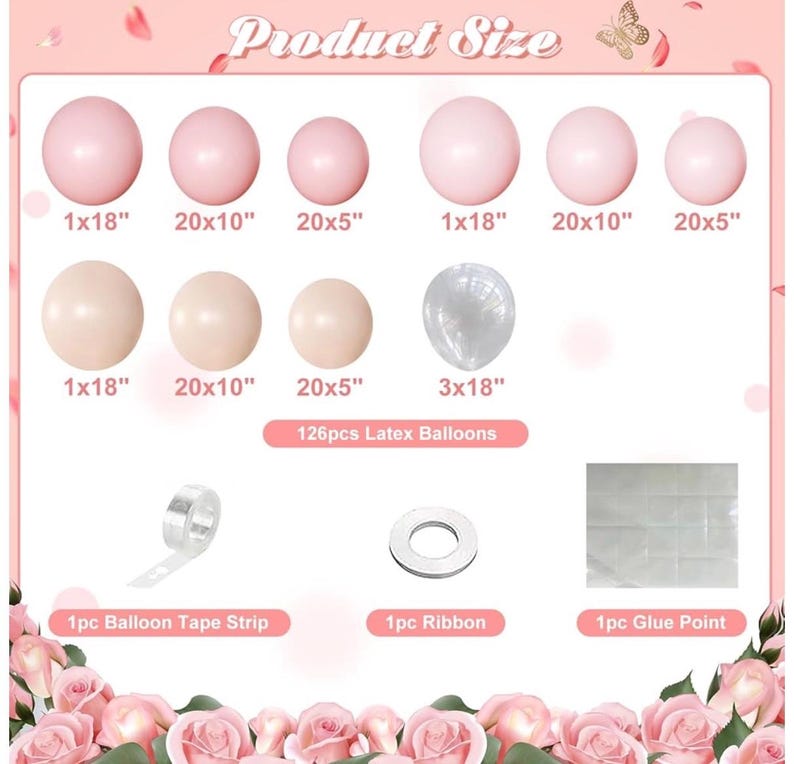 Pink Balloon Arch Kit 126Pcs Light Pastel Pink Sand Balloon Garland Kit,Macaron Balloons for Wedding Birthday Baby Shower Gender Reveal