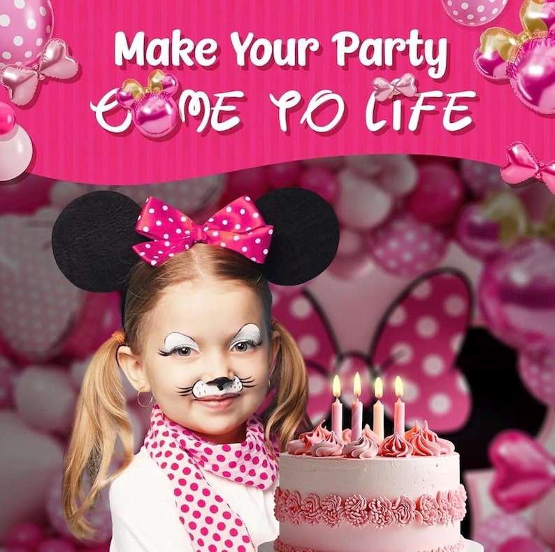 ALL-IN-1 Minnie Balloon Arch Kit with BONUS Bow & Mouse Head Balloons - Mini Mouse Balloons for Birthday Decorations, Oh Twodles Birthday