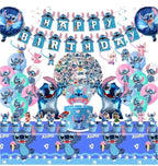 Stitch Party Supplies, 103pieces Birthday Decorations Set Include Banner, Balloons, Stickers, Hanging Swirls, Cake Cupcake Toppers, Tableclo
