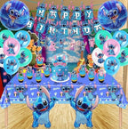 Stitch Party Supplies, 103pieces Birthday Decorations Set Include Banner, Balloons, Stickers, Hanging Swirls, Cake Cupcake Toppers, Tableclo