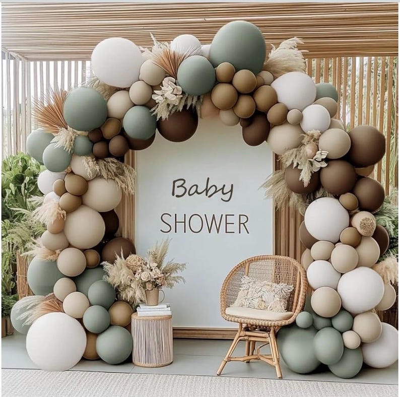 Dusty Green Nude Balloon Garland Double Stuffed Brown Blush White Sand Cream Neutral Balloon Arch Kit Sage Green Beige Balloons