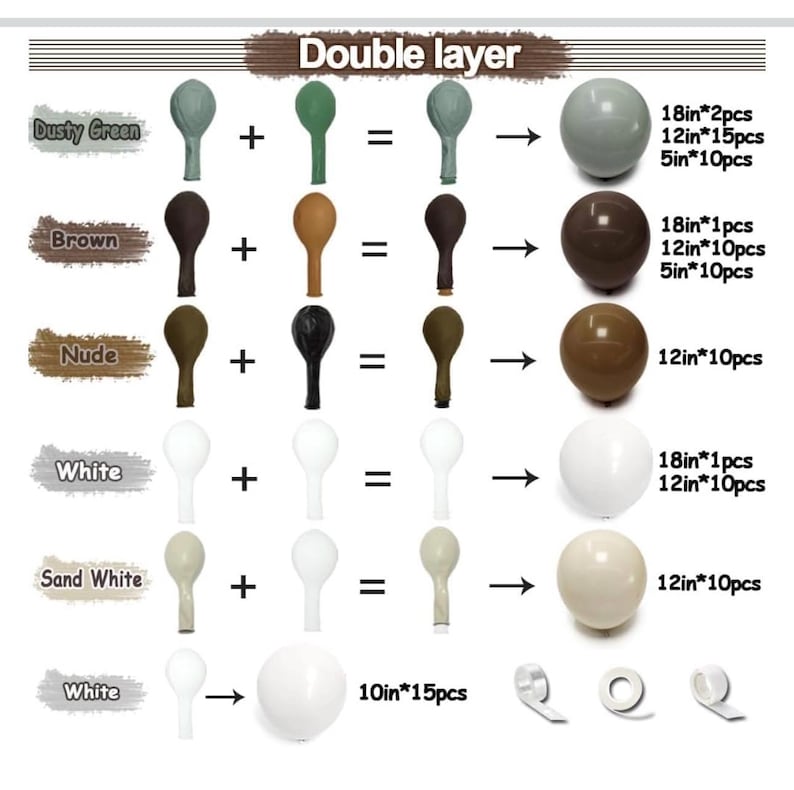 Dusty Green Nude Balloon Garland Double Stuffed Brown Blush White Sand Cream Neutral Balloon Arch Kit Sage Green Beige Balloons