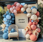 Pink and Blue Balloon Garland Double Stuffed Dusty Pink Blue Cream Balloon Light Blue Pink Nude Beige Latex Balloons Arch Kit