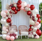 Red Pink White Balloons Double Stuffed Light Pink Balloon Garland White Burgundy Balloon Pearl Arch Kit Different Sizes For Wedding Bridal