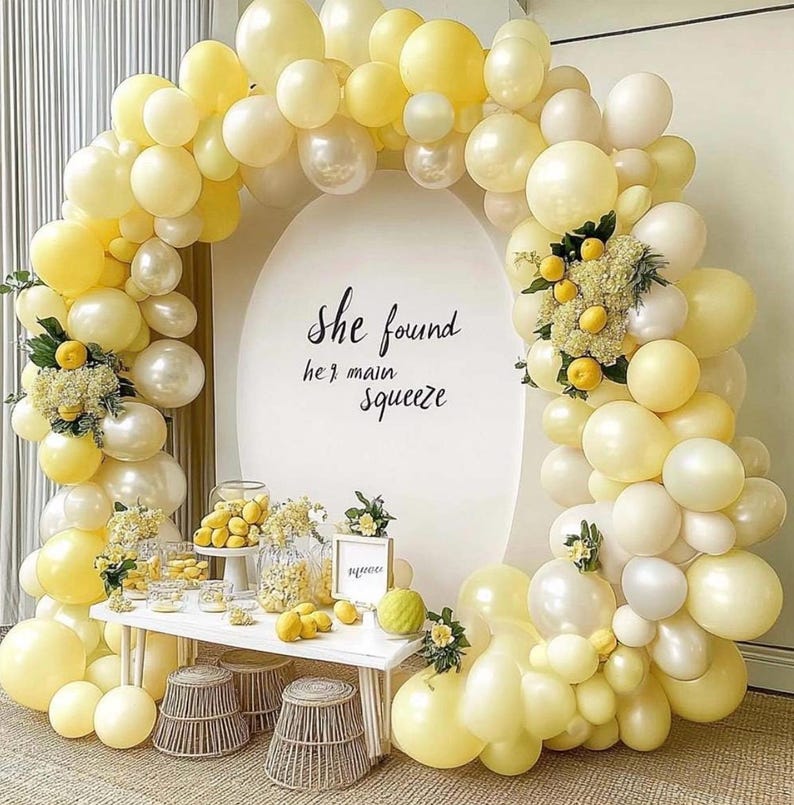 Yellow Balloon Arch Kit Double Stuffed Pastel Light Yellow Pearl White Sand Balloon Garland for Wedding Baby Shower Birthday Bridal to Bee