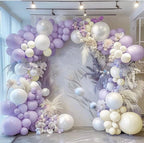 Pastel Purple White Balloon Garland - Double Stuffed Lavender Light Purple Cream Balloon Arch Kit Pearl Lilac White Ivory Color for Birthday
