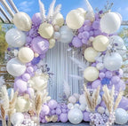 Pastel Purple White Balloon Garland - Double Stuffed Lavender Light Purple Cream Balloon Arch Kit Pearl Lilac White Ivory Color for Birthday