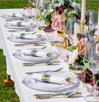 350PCS Gold Plastic Plates - Gold Plastic Dinnerware Sets for 50 Guests - 100 Disposable Plates,150 Silverware, 50 Cups, for Wedding & Party