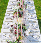 350PCS Gold Plastic Plates - Gold Plastic Dinnerware Sets for 50 Guests - 100 Disposable Plates,150 Silverware, 50 Cups, for Wedding & Party