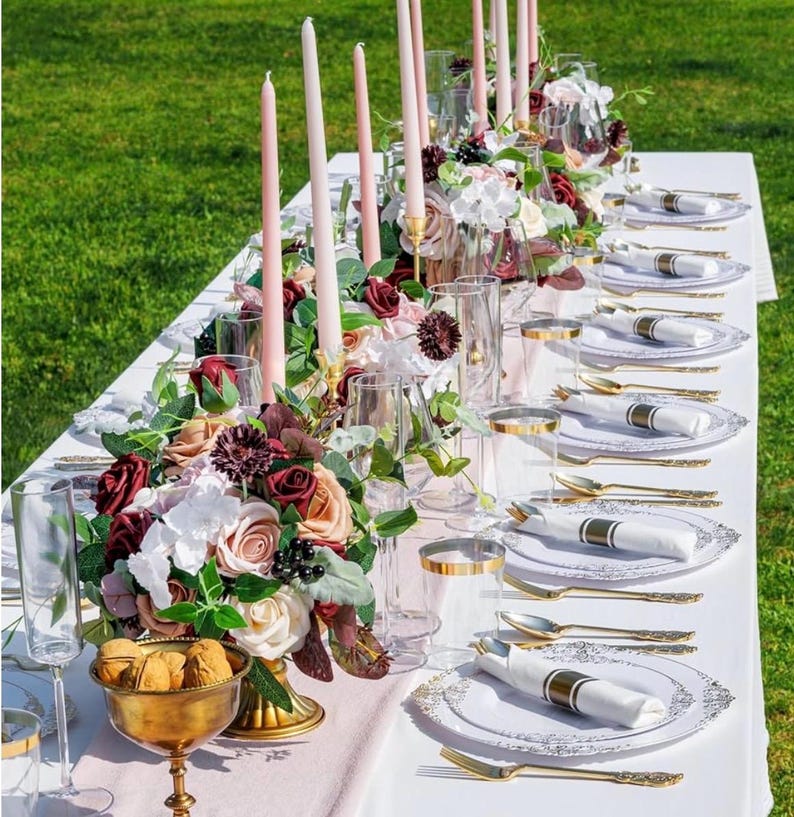 350PCS Gold Plastic Plates - Gold Plastic Dinnerware Sets for 50 Guests - 100 Disposable Plates,150 Silverware, 50 Cups, for Wedding & Party