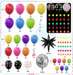 Glow in the Dark Party Decorations, 80S Disco Rainbow Balloon Arch Garland Kit with Foil Star UV Neon Luminous Fluorescent Balloons 9.8ft