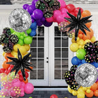 Glow in the Dark Party Decorations, 80S Disco Rainbow Balloon Arch Garland Kit with Foil Star UV Neon Luminous Fluorescent Balloons 9.8ft