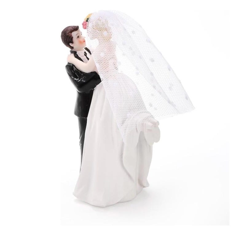 5.5" Bride Groom Wedding Cake Topper, Resin Couple Statue Decorative Figurine, Vintage Cake Toppers for Anniversaries, Engagement Parties