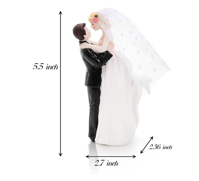 5.5" Bride Groom Wedding Cake Topper, Resin Couple Statue Decorative Figurine, Vintage Cake Toppers for Anniversaries, Engagement Parties