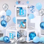 Elephant Baby Shower Decorations Boy, Blue Balloon Arch Kit with BABY Boxes, Backdrop, Tablecloth, 155pcs Party Set