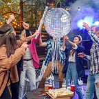 Disco Ball Piñata - Disco Party Decoration for Adult Birthday Party Supplies Hanging Disco Piñata with Bat Blindfold Mirror Roller Skating