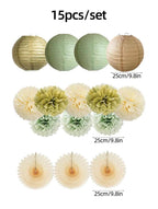 Sage Green Party Decorations Sage Gold Cream Tissue Paper Pom Poms Paper Lanterns Sage Green for Wedding Birthday Bridal Baby Shower Baptism
