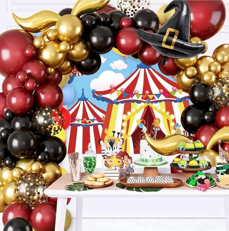 Balloon Garland Arch Kit – Burgundy Black Gold Balloons with Bonus DIY Hat and Wings for Baby Shower Anniversary Graduation Party Supplies