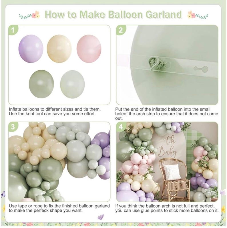 Dusty Green Purple Pastel Pink Balloon Arch Garland Kit 124Pcs Double Stuffed Light Green Sage Green Purple Yellow Macaron Pink Balloons