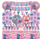 101PCS Stitch Party Supplies, Birthday Decorations Set Include Banner, Balloons, Stickers, Hanging Swirls, Cake Cupcake Toppers, Tablecloth