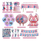 101PCS Stitch Party Supplies, Birthday Decorations Set Include Banner, Balloons, Stickers, Hanging Swirls, Cake Cupcake Toppers, Tablecloth