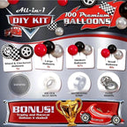 Race Car Balloon Arch Kit with BONUS Trophy & Number 2 - Cars Balloon Garland Kit for Lightning McQueen Cars 2 Birthday Hot Wheels Balloons