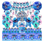Stitch Party Supplies, 103pieces Birthday Decorations Set Include Banner, Balloons, Stickers, Hanging Swirls, Cake Cupcake Toppers, Tableclo