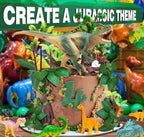 Dinosaur Themed Cake Toppers With Eggs Leaves Trees For Birthday Party , Wild Animals ,Kids Party Cake Decorations (Dinosaur-E), 26 PCS