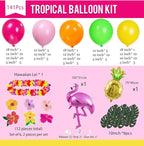 Summer Tropical Balloon Arch Kit Hot pink yellow orange Balloon Luau Flower Card Sticker palm leaves Hawaiian leis For Baby Shower Flamingo